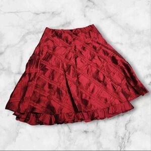 Vintage Y2K Nanette Lepore Midi Skirt Red Metallic Coquette Feminine Size 12